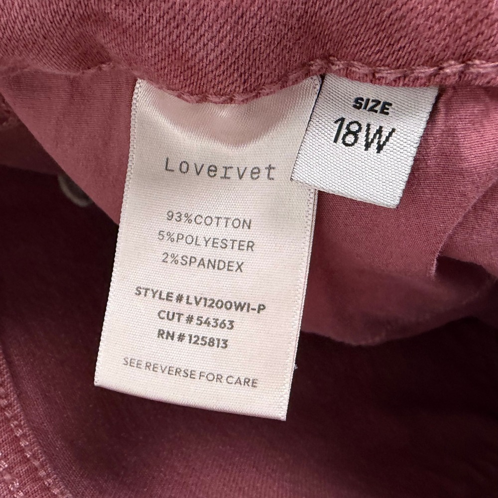 Lovervet by Vervet Straight Ankle Crop Raw Hem Jeans Mauve Pink Size 18W - Picture 8 of 8
